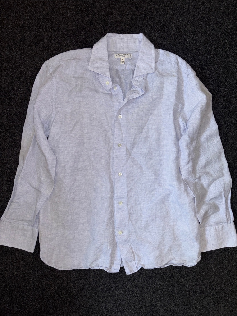 Banana Republic Slim Fit Blue Linen Cotton Button Down Shirt Sz L Preppy Coastal
